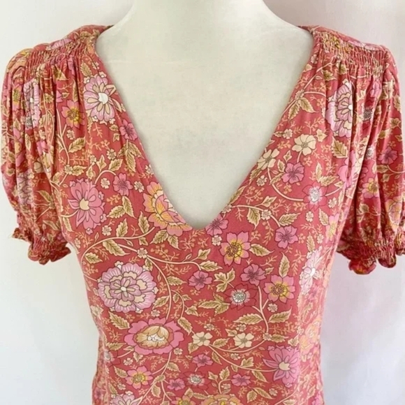 Rachel Zoe Floral Print Puff Sleeve Smocked Shoulder V-Neck Top - Medium - EUC - Picture 5 of 13